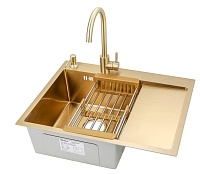 Мойка ARS 650*505 мм L-левая, GOLD PVD NANO арт. 37710 ARONA