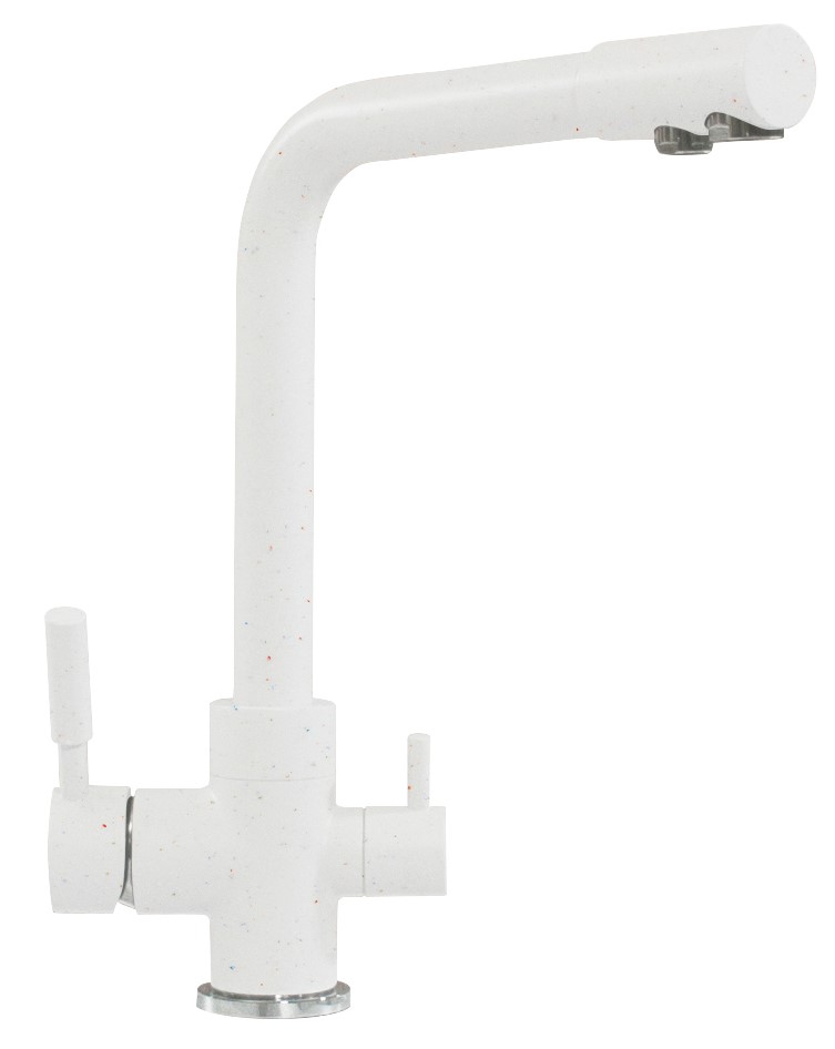 Смеситель кухонный Высокий Дуо (Polygran №36 Белый Хлопок) арт. 660717 Polygran