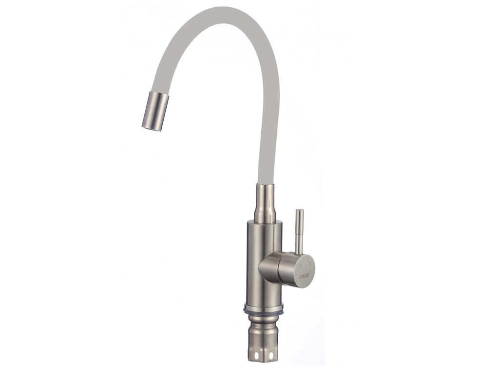 Смеситель Savol SUS6002-04 для кухонной мойки с гибким цветным изливом (Сатин/Серый)