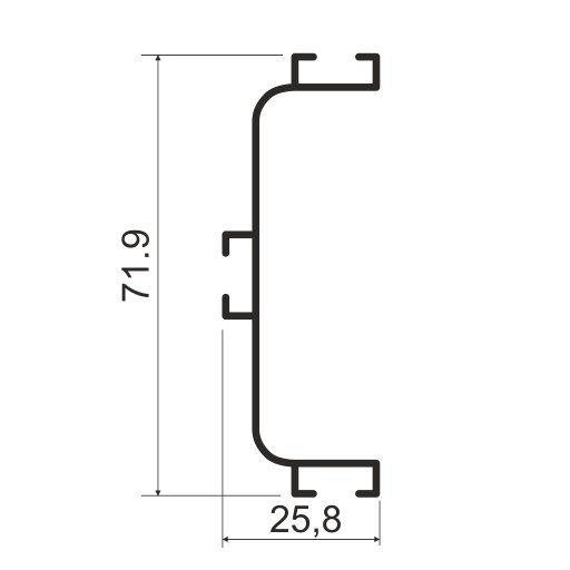 KB91 Профиль горизонтальный C-образный для нижних баз 4м, Белый матовый (А11) MODUS
