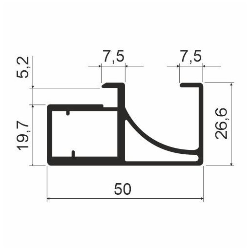 MF22 Профиль-ручка 5,5м, Черный NEW (А26) MODUS