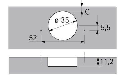 9044841 Петля Intermat 9966, угол корпуса W90, угол 95гр, чашка TH42 D35, вкладная, B5