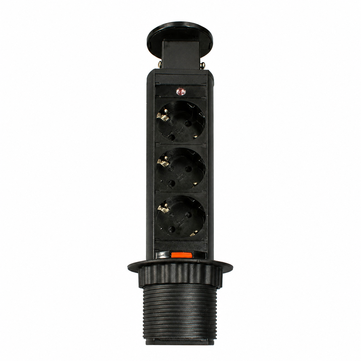 Блок розеток выдв. верт. POP UP Compact, 3 розетки EURO 250В max 3.5кВт. 2USB max 2.1A, Черный (GLS)