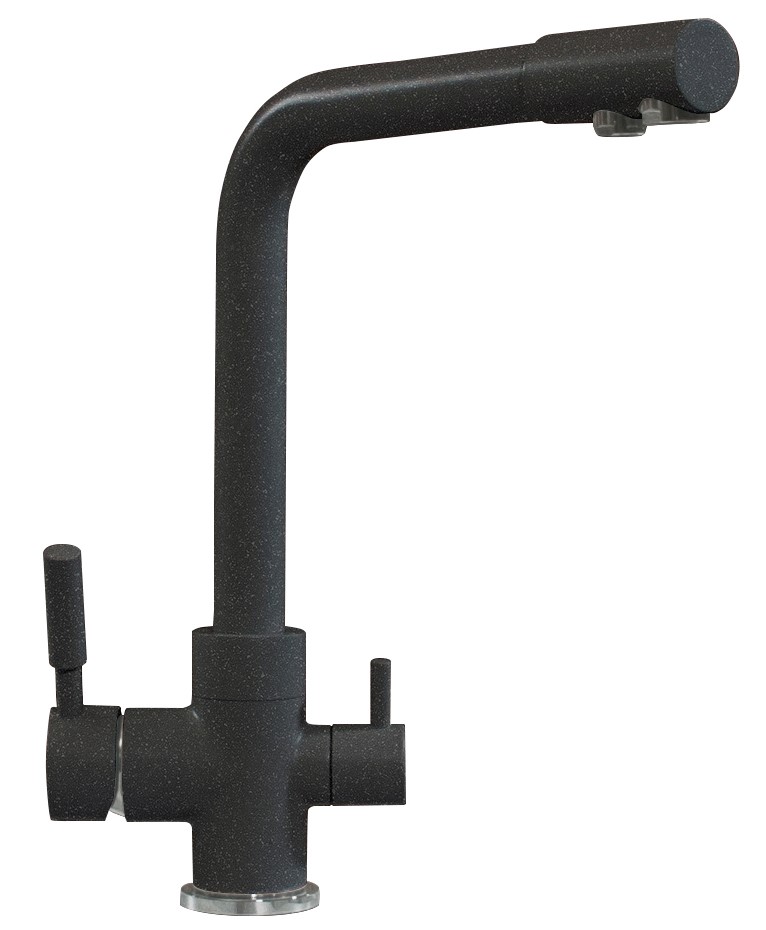 Смеситель кухонный Высокий Дуо (Polygran №16  Черный) арт. 627505 Polygran