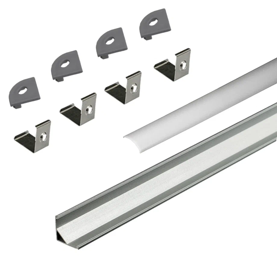 КСС алюм.профиль 1616W накладн.+диффузор дуга+6 клипс+6 загл., L=3м, Бесцв.анод 19.143.39.326 (GLS)