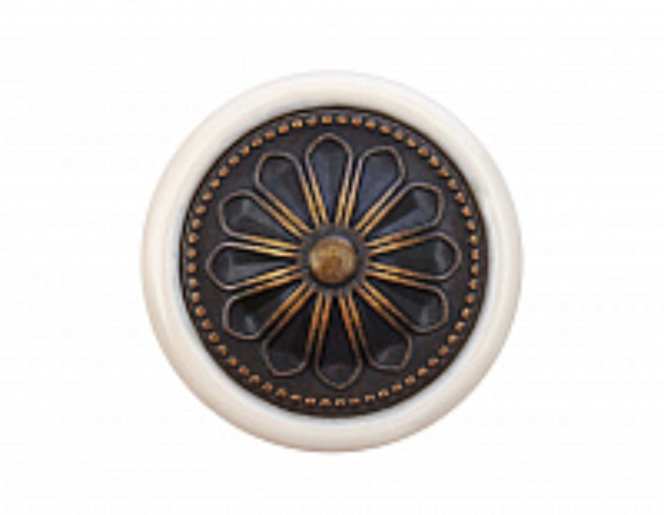 Мебельная ручка CERAMICA RC107AB.4/W (AB - Старинная латунь)