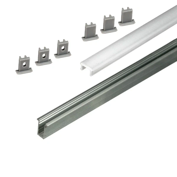 КСС алюм.профиль 1211L врезной+диффузор полуматовый, 3+3 заглушки, L=3м, Серебро 19.143.38.800 (GLS)