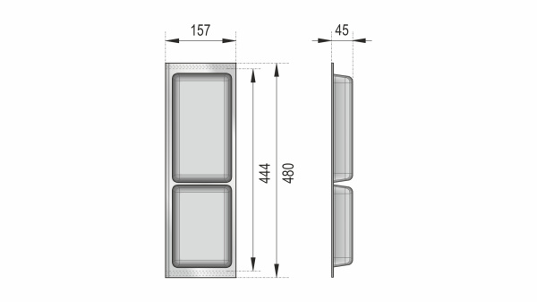 PC13/GRPH/157x480 - Поддон д/столовых приборов (графит), Boyard