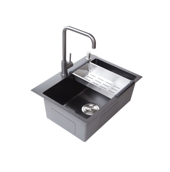 Мойка AMOLLET (650*480*220 мм.) толщина 3 мм. дно 1.2 мм. (Графит)