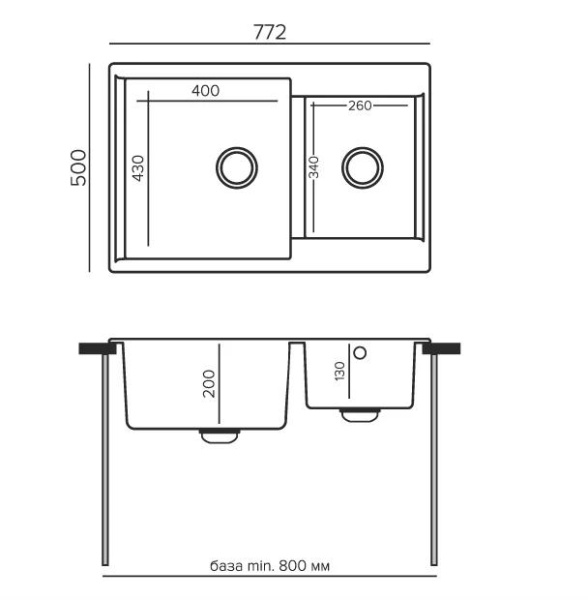 Мойка прямоугольная BRIG-772 (№16 Черный) арт. 621480 Polygran