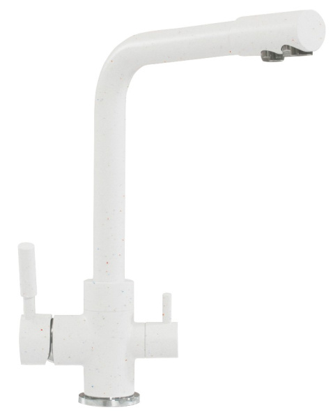 Смеситель кухонный Высокий Дуо (Polygran №36 Белый Хлопок) арт. 660717 Polygran