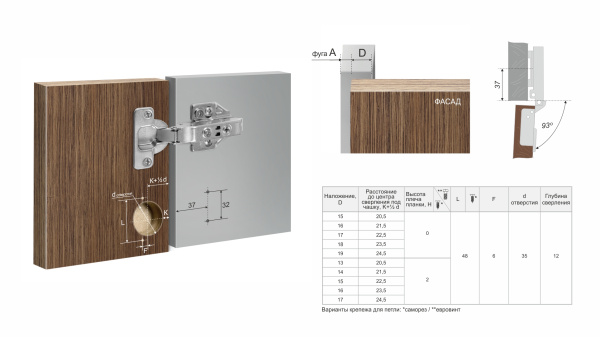 Мебельная петля EVO PUSH SYSTEM H901A02