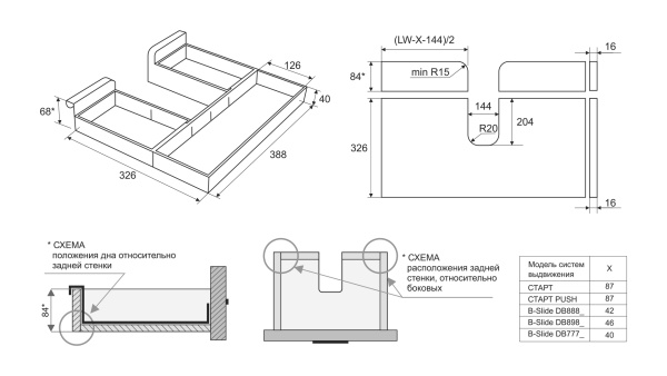 К-т лотков с держателем дна и задней стенки стандартного ящика под мойку SBH70/W