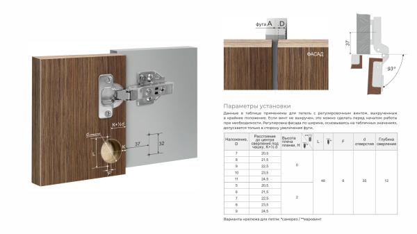 Мебельная петля EVO PUSH SYSTEM H901B02