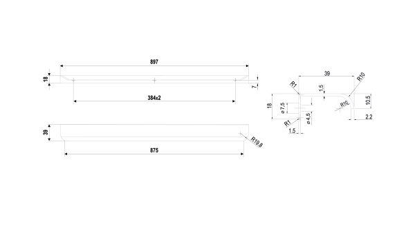 Мебельная ручка AL MONTE RT110GR.1/000/900 (GR - Серый)