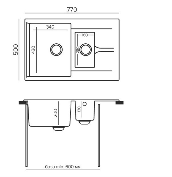 Мойка прямоугольная BRIG-770 (№314 Светло-серый) арт. 854918 Polygran
