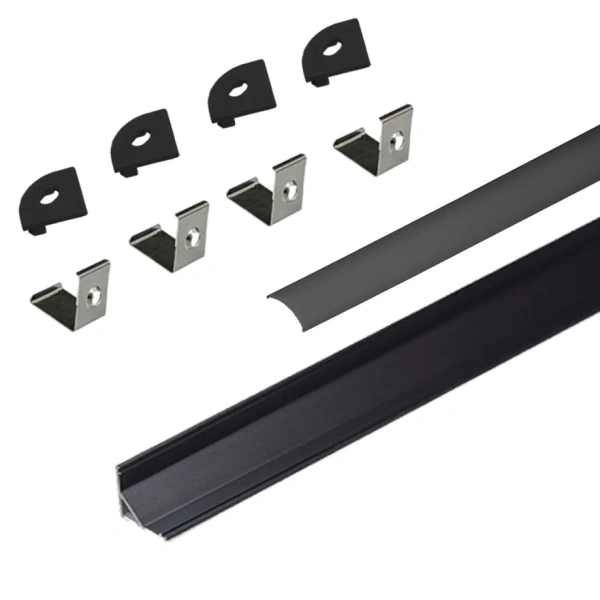 КСС алюм.профиль 1616W накладн.+диффузор дуга+4 клипсы+4 загл., L=2м, Черный 17.800.00.396 (GLS)