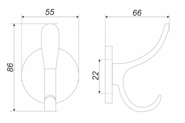 Мебельный крючок BRUNO K204.06CP.8 (CP - Хром полированный)