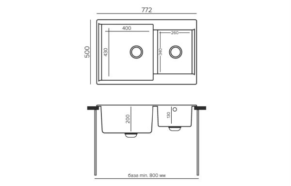 Мойка прямоугольная BRIG-772 (№316 Космос) арт. 854932 Polygran