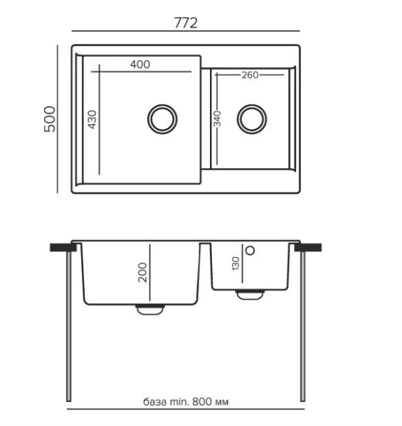 Мойка прямоугольная BRIG-772 (№14 Серый) арт. 621473 Polygran