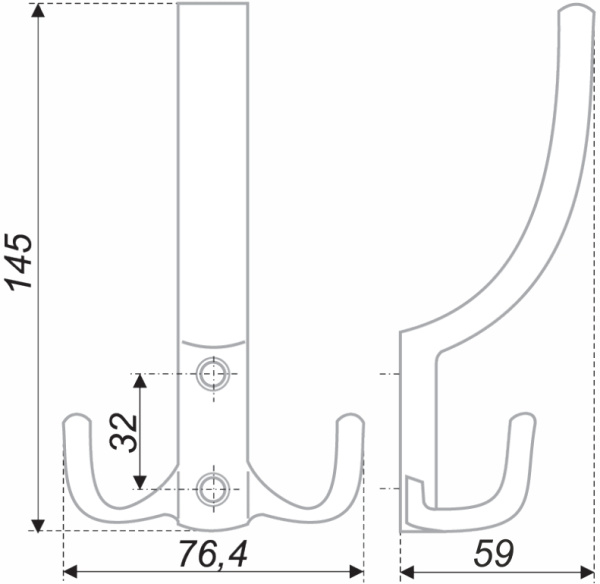 Мебельный крючок ATLANT K305.06GP.6 (GP - Золото полированное)