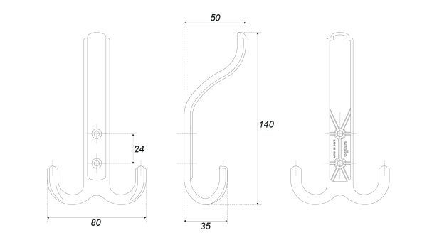 Мебельный крючок DOMANI K352MAB.6 (MAB - Матовая старинная латунь )