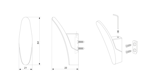 Мебельный крючок FLY K105BL.9 (BL - Чёрный матовый)