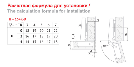 Мебельная петля H200A02/0112 накладная Slide-on, угол откр. 105˚