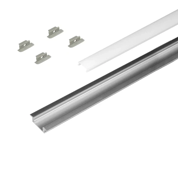 КСС алюм.профиль 2507W-01 врезной+диффузор полуматовый+4 заглушки, L=2м, Серебр. 17.800.00.393 (GLS)