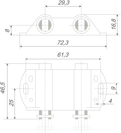 Магнитный держатель MH02/W для 2-х стекл. фасадов (белый)