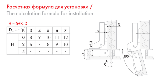 Мебельная петля CASUAL H305B02 без ответной планки