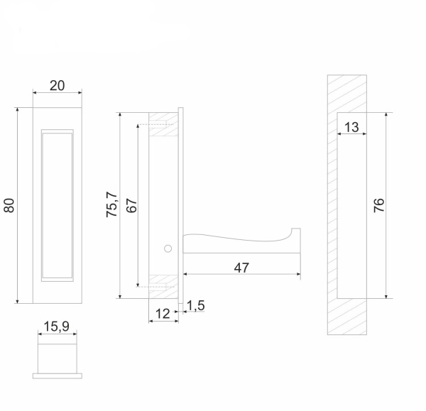 Мебельный крючок FANTOM K100BN.12 (BN - Черный никель)