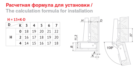 Мебельная петля H102A02/0112 Slide-on, угол откр. 105˚