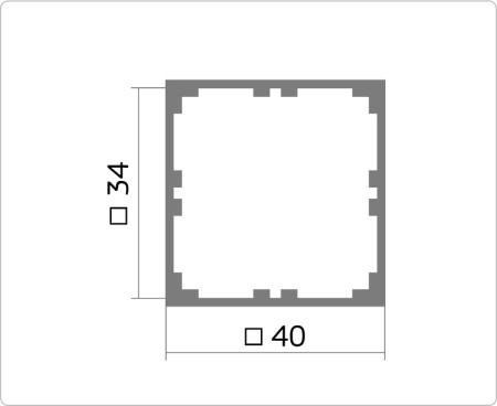 Профиль квадратный M1-04 40*34мм (серебро матовое) L=6.0 м Росла