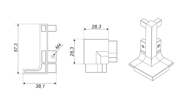 Внешний уголок-держатель GOLA BALANCE RZ051.02GR (GR - Серый)
