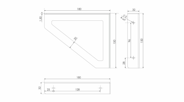 Полкодержатель CORNER P306BL.4 (BL - Матовый чёрный), компл (2шт.)