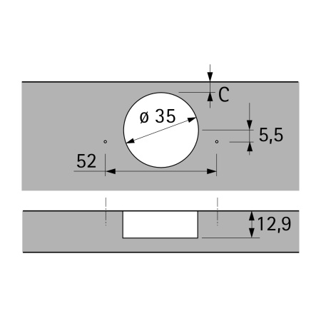 9088181 Петля Sensys 8669, угол корпуса W90, угол 95гр, чашка TH52 D35, вкладная, B4 (для Push)