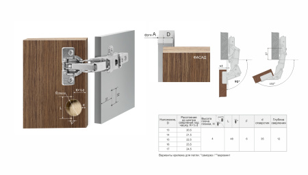 Мебельная петля FLEX H603A02/6014