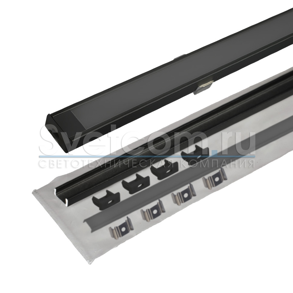 КСС алюм.профиль 1506W-02 накладн.+диффузор плоский+4клипсы+4загл, L=2м, Черный 17.800.00.398 (GLS)