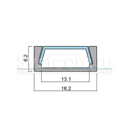 КСС алюм.профиль 1506W-02 накладн.+диффузор плоский+4клипсы+4загл, L=2м, Черный 17.800.00.398 (GLS)