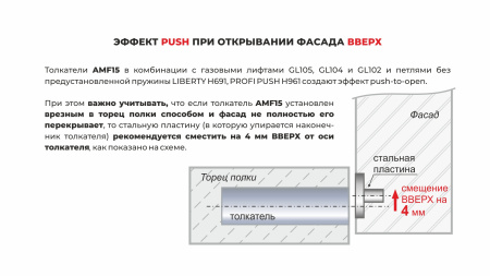 Магнитный толкатель Push-to-Open скрытого монтажа AMF15/GRPH