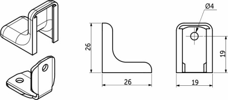 Навес (уголок крепежный) LUNA типа L 26*26*19 мм, Ольха арт. 104123 AKS