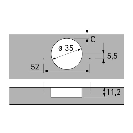9044844 Петля Intermat 9936, угол корпуса W90, угол 95гр, чашка TH42 D35, накладная, B22
