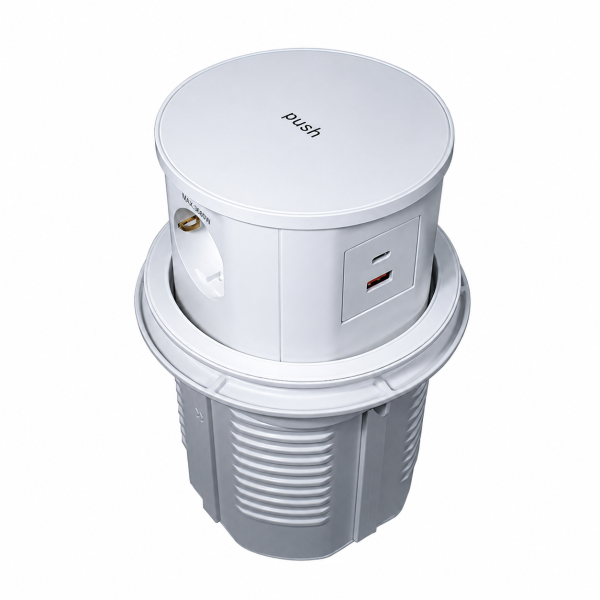 Блок розеток выдв. вертик. POP UP ELITE, 4 розетки EURO. 250В max3.5кВт 4USB 5V max 3.1A Черн. (GLS)