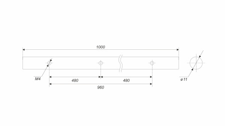 Пруток LINE PR003BL.1/960 (BL - Матовый чёрный)
