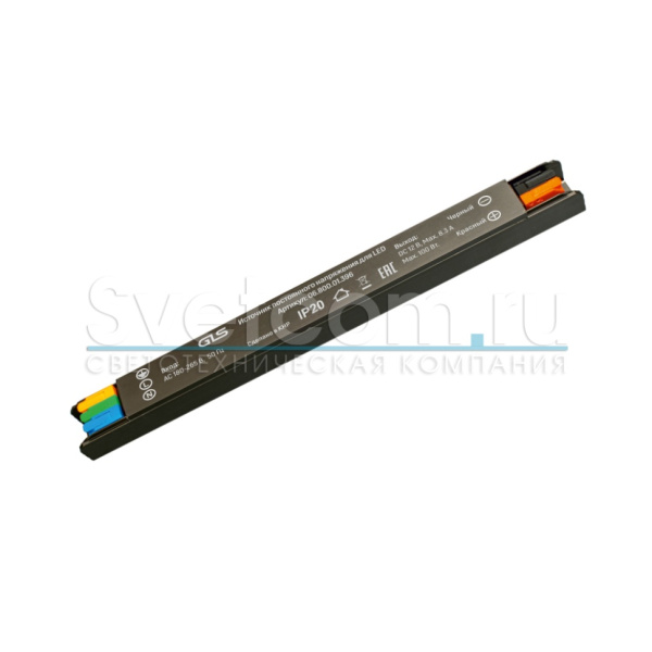 ИП стаб.напр. IP20 д/LED 220/12В, max100ВТ, алюм.корп. плоский белый 230*20*19,5мм (GLS)